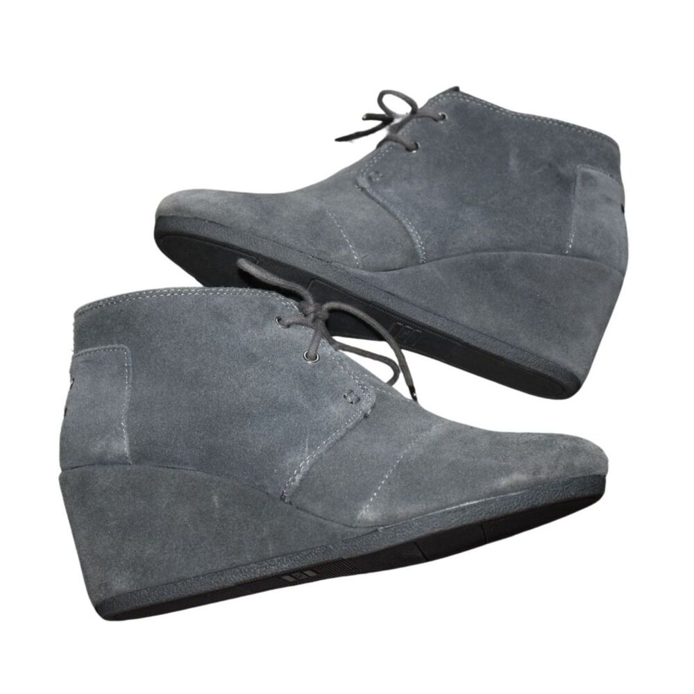 Toms Desert Wedge Shoes Gray Womens 8.5